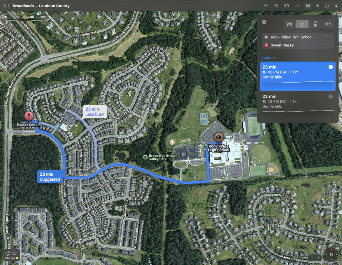  High school students, including those in LCPS, are allowed to walk home if they live within 1.5 miles of the school. The neighborhoods that reside north and south of Loudoun Reserve Drive are technically outside of that range and therefore use buses. However, students living on Loudoun Reserve Drive and Evergreen Ridge Drive all the way up until the intersection with Loudoun County PKWY generally have to walk to and from school unless they want to walk to the nearest bus stop. 